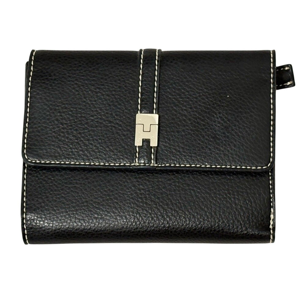 Vintage Leather Tommy Hilfiger Wallet Silver Logo Cash Coin Cards